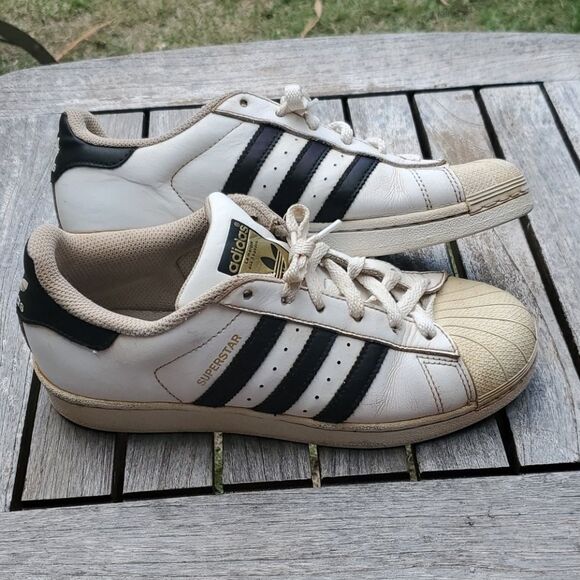 Adidas Superstar White Black Stripe Shoes 6 - Picture 1 of 7